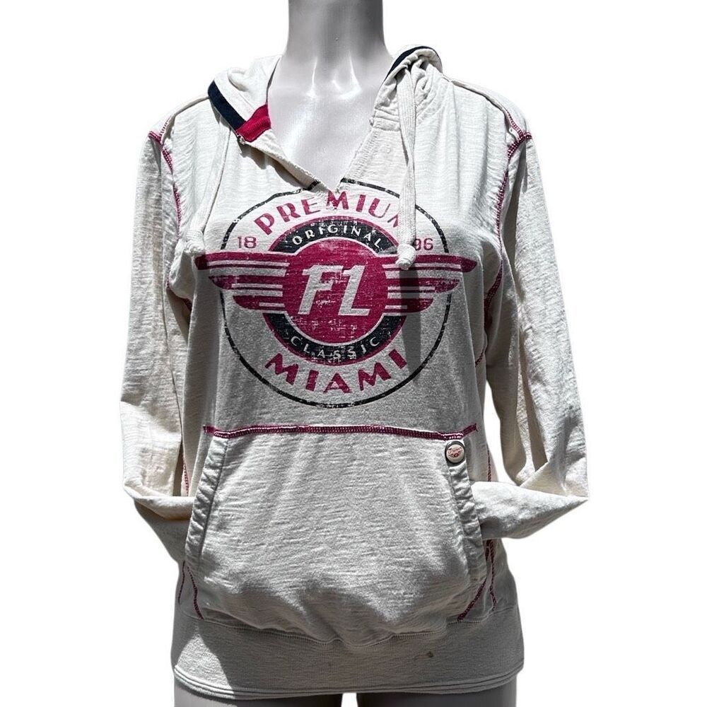 Premium 51 Red Thread Series Hooded Sweatshirt Women's Medium Cream FL Miami